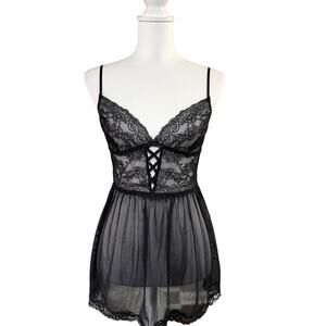 Adore Me Lace Mesh Baby Doll Lingerie Dress Size Medium
